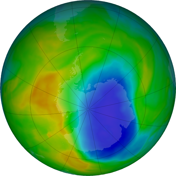 Antarctic ozone map for 09 November 2024